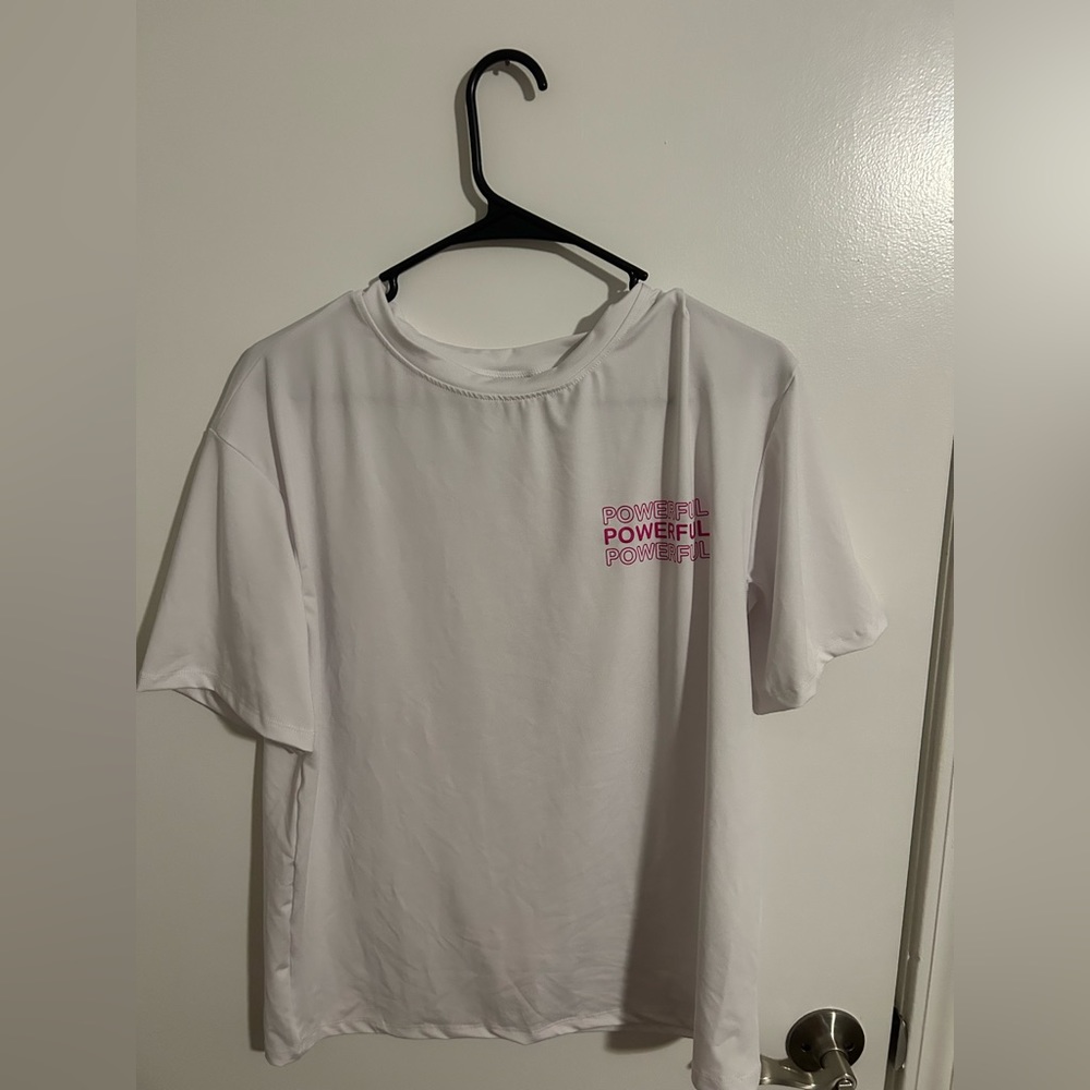 Size medium shirt and biker shorts set.